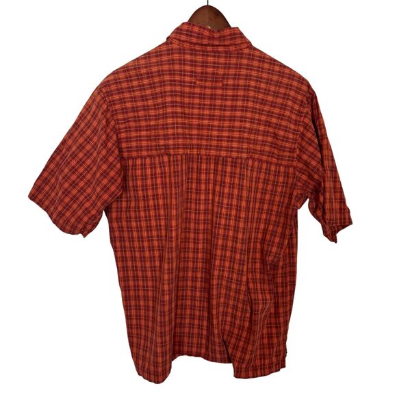 Woolrich Burnt Sun Orange Red Short Sleeve Button Front Shirt Men's Medium - Picture 4 of 6
